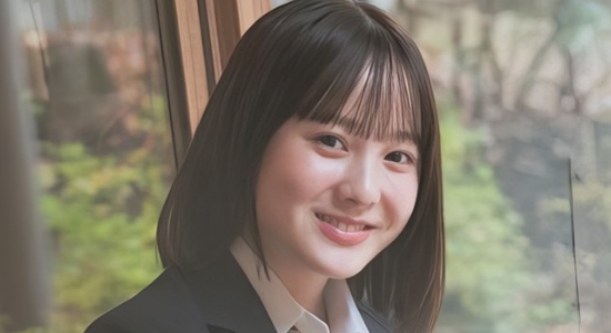 本田紗来 紺色ソックスなブレザー制服画像
