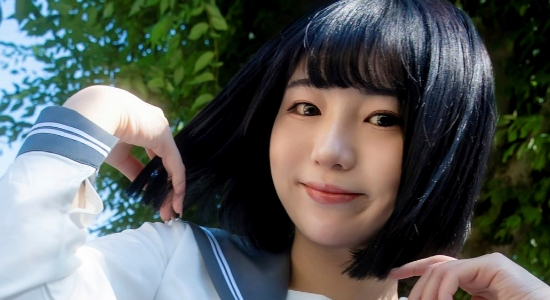 齋藤かさね 紺色ソックスなセーラー服画像